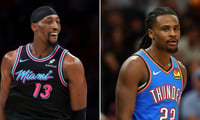 Photos of Bam Adebayo (left) and Cason Wallace via Imagn Images