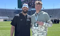 TE Ryan Pankey with Michigan State TEs coach Brian Wozniak