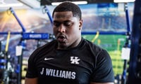 Kentucky DT Jadan Williams in the UK weight room