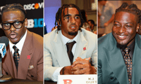 Antwan Raymond, KJ Duff, and Kobe Asamoah at 2026 Big Ten Media Days