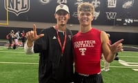2028 TE Koleman Hendrix with Texas Tech TE's coach Josh Cochran