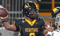 American Heritage quarterback Neimann Lawrence (8) passes against West Boca in the fourth quarter on Aug. 21, 2026, in