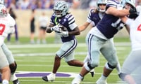 Kansas State Wildcats running back Rodney Fields Jr. (20) runs the ball during the game against Nicholls Colonels inside Bill