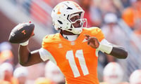 Tennessee quarterback Faizon Brandon (11) throws the ball during a college football game between Tennessee and Furman in Neyland Stadium in Knoxville, Tenn., on Sept. 5, 2026.
