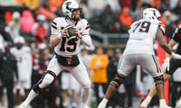 Texas Tech's Will Hammond looks to throw the ball during an NCAA football game at Reser Stadium on Saturday, Sept. 12, 2026, in