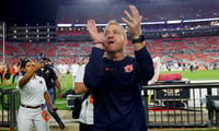 Alex Golesh after Auburn beat Southern Miss on Sep. 12, 2026. (Photo by USA Today)