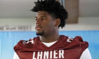 Lanier High School football player Geraci Carson speaks during the JPS High School Football Season Kickoff press conference at