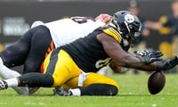 Pittsburgh Steelers defensive tackle Sebastian Joseph-Day (69) dives on a loose ball fumbled by Cincinnati Bengals quarterback
