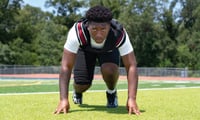 Louisville defensive end Mitchell Turner poses for a portrait at Ridgeland High School in Ridgeland, Miss., on Saturday, Aug. 1,