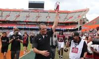 South Carolina head coach Shane Beamer after the win in Gainesville (Photo: CJ Driggers | GamecockCentral.com)