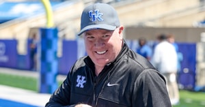 Mark Stoops at the Kentucky football spring game