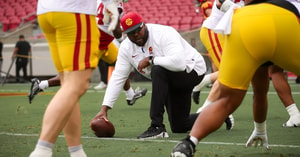 USC defensive line coach Eric Henderson ahead of the Trojans' 2024 spring game