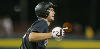 South Carolina right fielder Ethan Petry celebrates after hitting a game-tying home run against Missouri