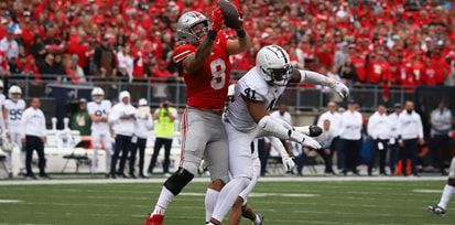 Lettermen Row on X: First look at the Scarlet color rush uniforms Ohio  State is rocking tonight:  / X