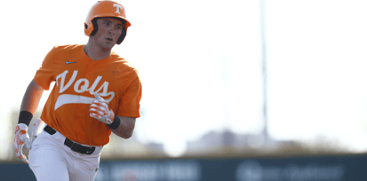 Dylan Dreiling rounds the bases after launching a fifth inning grand slam for Tennessee. Credit: UT Athletics