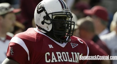 Former South Carolina football offensive lineman Travelle Wharton. (Photo by Bob Leverone/Sporting News via Getty Images via Getty Images)