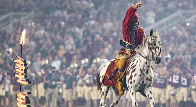 Osceola and Renegade pregame at Doak Campbell Stadium