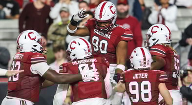 South Carolina defensive linemen Tonka Hemingway and TJ Sanders. Photo by: Katie Dugan | GamecockCentral