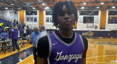 Michigan target and 2025 four-star PG Nyk Lewis at the 2023 WCAC playoffs (photo credit - Jamie Shaw)