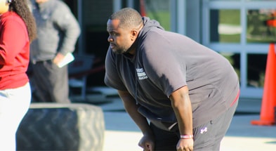 South Carolina assistant Lonnie Teasley watches the Gamecocks' offensive line at spring practice