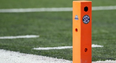 The SEC logo on a pylon