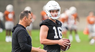 Texas QB Arch Manning with head coach Steve Sarkisian