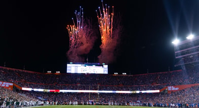 A touchdown is celebrated with fireworks in the first half at Steve Spurrier Field at Ben Hill Griffin Stadium in Gainesville, FL on Saturday, September 17, 2022. [Cyndi Chambers/Gainesville Sun] Ncaa Football Florida Gators Vs Usf Bulls
