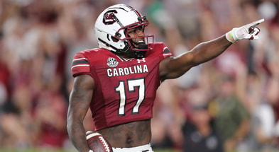 South Carolina wide receiver Xavier Legette celebrates a touchdown against Mississippi State