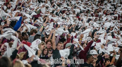 University of South Carolina football fans wave towels during 'Sandstorm' at Williams-Brice Stadium