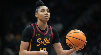 USC Trojans guard JuJu Watkins (12) shoots the ball against the Stanford Cardinal in the second half of the Pac-12 Tournament women's championship game at MGM Grand