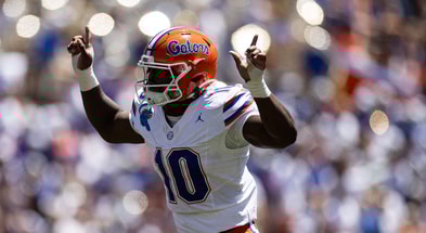 Florida Gators inside linebacker Grayson Howard (10) gestures during the first half at the Orange and Blue spring football game at Steve Spurrier Field at Ben Hill Griffin Stadium in Gainesville, FL on Saturday, April 13, 2024. [Matt Pendleton/Gainesville Sun]