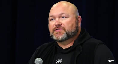 New York Jets general manager Joe Douglas speaks at a press conference at the NFL Scouting Combine at Indiana Convention Center. (Mandatory Credit: Kirby Lee-USA TODAY Sports)
