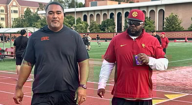 USC Defensive Line coaches Shaun Nua & Eric Henderson.