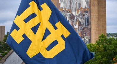 Notre Dame logo on a flag