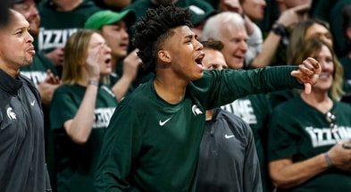Michigan State's Jeremy Fears Jr. cheers for his teammates during the second half in the game against Penn State on Thursday, Jan. 4, 2024, in East Lansing - Nick King, USA TODAY Sports