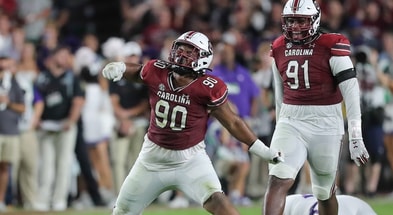 South Carolina DT TJ Sanders celebrates on the field (Photo: CJ Driggers | GamecockCentral)