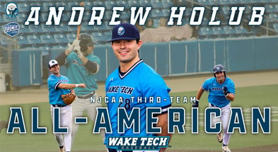 HawkeyeReport caught up with Wake Tech 3B transfer Andrew Holub. (Graphic by Wake Tech Athletics)