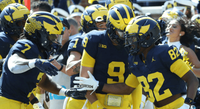 Michigan Wolverines football running back Donovan Edwards and wideout Semaj Morgan will be key fixtures in 2024. (Photo by Kirthmon F. Dozier / USA TODAY NETWORK)