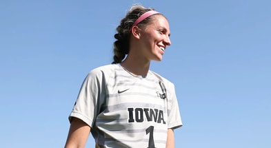 Iowa goalkeeper Macy Enneking after the Hawkeyes win over Rutgers. (Photo by Jerod Ringwold/ UI Athletics)