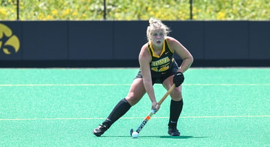 Iowa defender Milly Short plays a ball against Northwestern. (Photo by Dennis Scheidt)