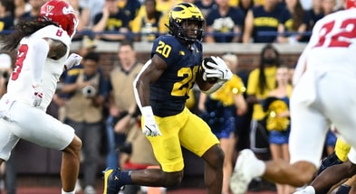 Michigan RB Kalel Mullings ran hard against Fresno State. (Lon Horwedel/TheWolverine