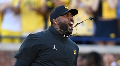 Michigan Wolverines football head coach Sherrone Moore won his first game in his full-time role over Fresno State. (Photo by Lon Horwedel / TheWolverine.com)