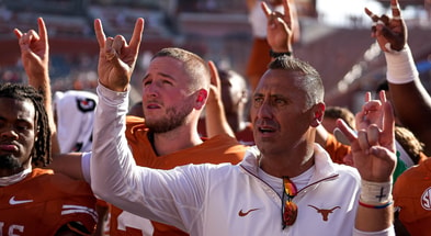 Texas Longhorns head coach Steve Sarkisian will take his team to Ann Arbor to play Michigan Wolverines football. (Photo by Aaron E. Martinez/American-Statesman / USA TODAY NETWORK)