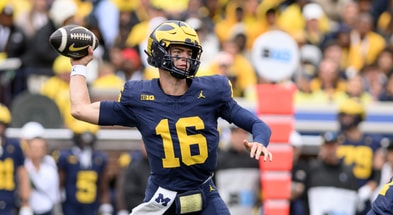 Michigan Wolverines football quarterback Davis Warren threw 1 touchdown against Texas. (Photo by Lon Horwedel / TheWolverine.com)