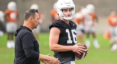 Steve Sarkisian and Arch Manning by Aaron E. Martinez/American-Statesman / USA TODAY NETWORK