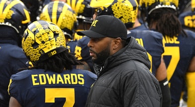 Michigan Wolverines football head coach Sherrone Moore is pursuing Bryce Underwood. (Photo by Lon Horwedel / TheWolverine.com)