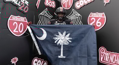 South Carolina TE commitment Jamel Howse is pictured during a visit to Columbia (Photo Credit: Jamel Howse |X)