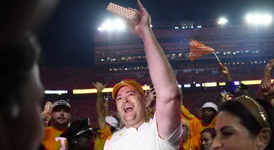 Tennessee HC Josh Heupel with a box of cigars after the 2022 victory over Alabama