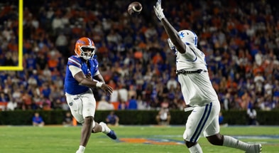 Florida Gators quarterback DJ Lagway (2) throws the ball against the Kentucky Wildcats during the first half at Ben Hill Griffin Stadium. Mandatory Credit: Matt Pendleton-Imagn Images