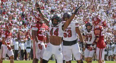South Carolina football tight end and special teamer Moe Brown celebrating a successful 2-point converstion (Photo by: CJ Driggers | GamecockCentral.com)